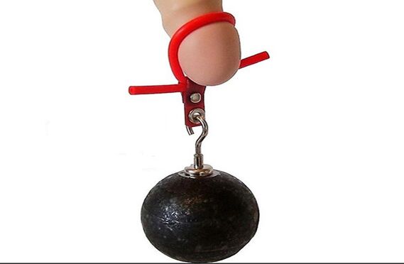 Suspensión de peso no pene para aumentar a súa lonxitude